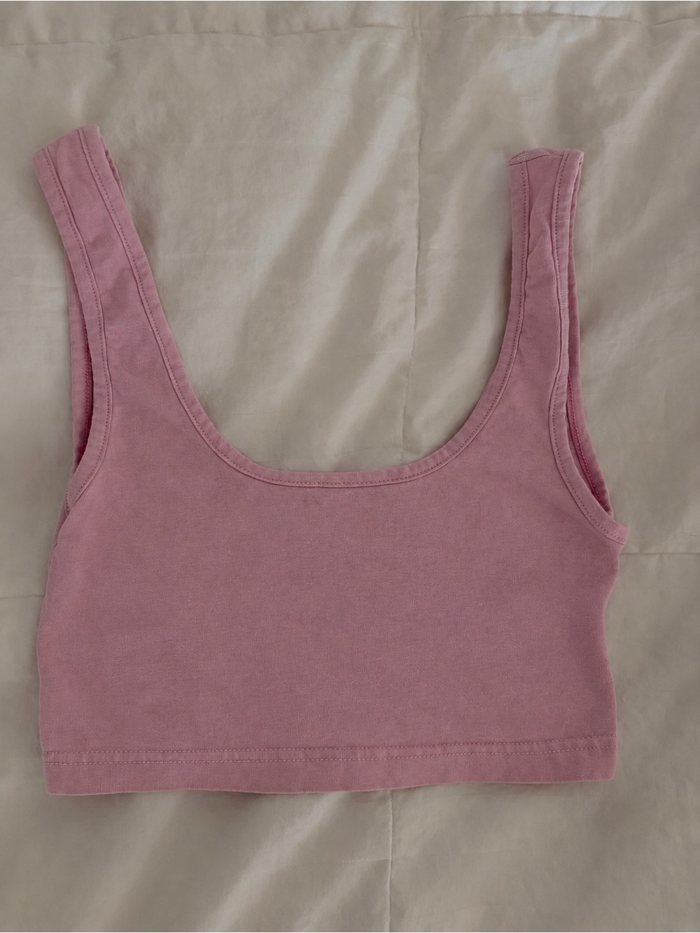 Pink Scoop Neck Crop Tank Top
